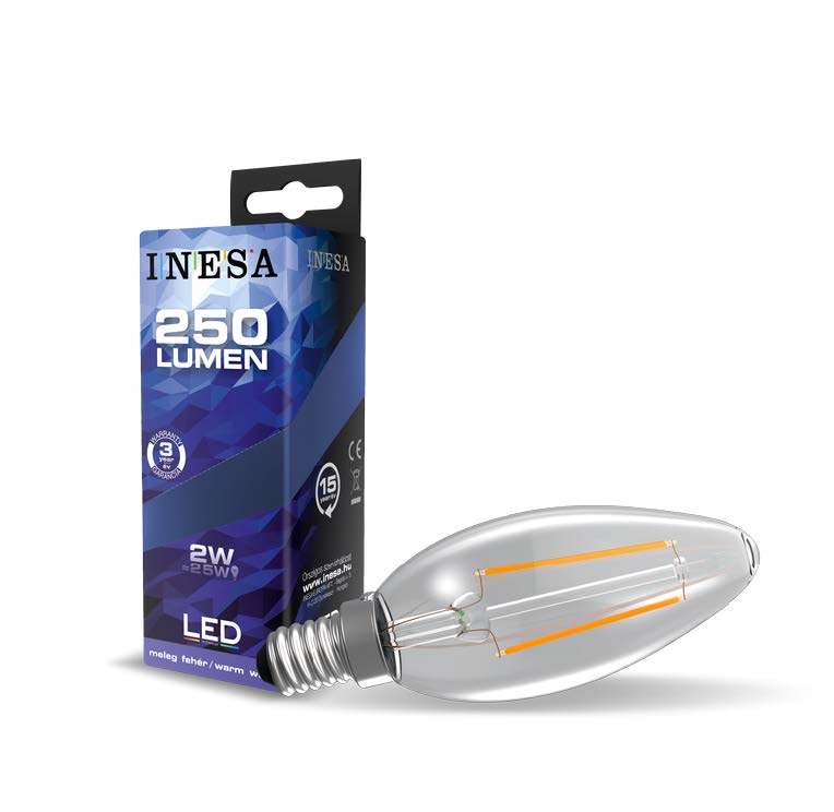 Слика од продуктот INESA Filament Candle 2W 250lm 2700K E14 300°